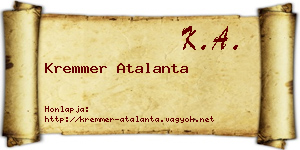 Kremmer Atalanta névjegykártya
